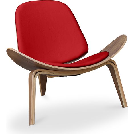 Poltrona - Poltrona scandinava - Rivestimento in ecopelle - Lucy Rosso