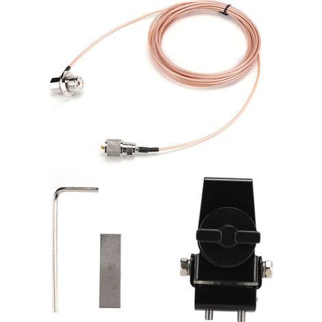 Support d'antenne mobile RB-20 noir pour radio bidirectionnelle avec câble d'alimentation en fer SC-316 de 5 m (Noir) (1/5)