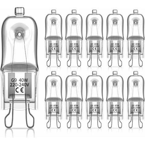 royaluxe-G9 Ampoules Halogènes, 40W Capsule Transparente Lampe Halogène G9 Ampoules 2 Broches Blanc Chaud 2700K pour Plafonnier, Lustres, Comptoirs, Armoires, Placard - Dimmable (Pack de 10) (1/5)