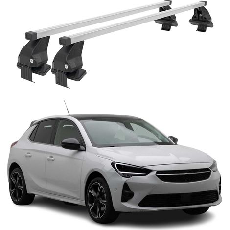 OMAC Dachträger Querträger Stahl für Opel Corsa F 2019-2026 – Abschließbar – City-Crash-getestet – DIN 75302:2019 – ISO/PAS 11154:2006 – Max. 50 kg Silber (1/5)