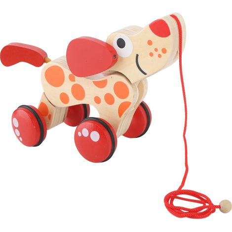 Chien en bois à tirer pour tout-petits, jouet de marche chiot promenade, chien en bois traîneau pour bébé, jouet de traction pour marcher. (1/5)