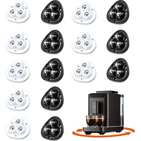 16 Pcs Mini Roulettes Auto-adhésives en PVC, Roulettes Universelles Pivotantes à 360°, 3 Trous Mini Roulettes 8 Noires 8 Blanches pour Petit Electromenager Meuble Pots de Fleurs Ornements (1/5)