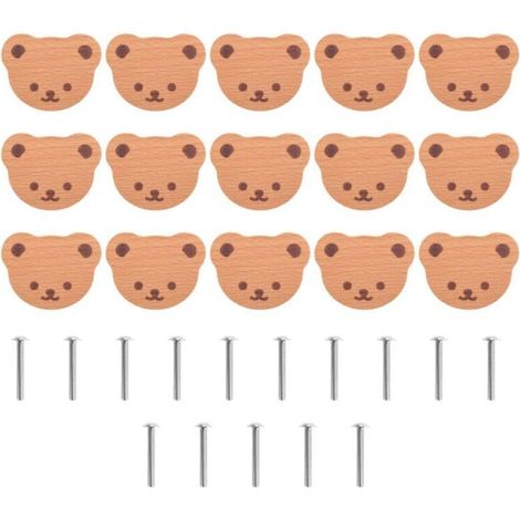 15 Holzmöbelknöpfe, Schubladenknöpfe, Bärenmotiv für Kinderschränke, Kommodenknöpfe, Schubladen, Küche