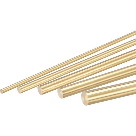 sourcing map Brass Rod 2 3 4 5 6mm Diameter 200 mm Length Full Round Bar Tower Bar Stock for Handyman Craft 5in1 Set (1/5)