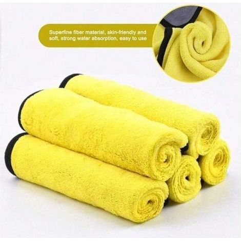 Lot de 5 chiffons de nettoyage en microfibre super absorbants pour voiture, chiffons de polissage en microfibre extra épais, chiffons de nettoyage et de polissage super absorbants, chiffons de séchage (1/4)