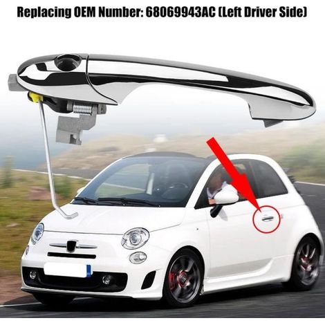 Poignée de porte extérieure pour voiture gauche du côté extérieur pour Fiat 500 2012-2018 68069943AC (1/4)