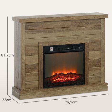 Chimenea Eléctrica 1800W con Efecto de Llama Mando a Distancia Temporizador Semanal para Sala 30 m² Madera (1/5)