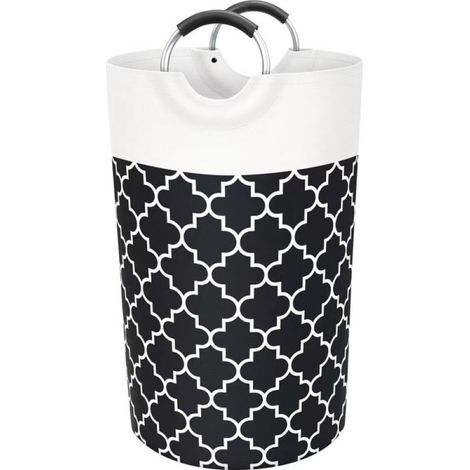 Grand panier à linge, sac à vêtements, pliable, sac de rangement adapté aux dortoirs universitaires et aux maisons, 115 litres (noir). (1/4)