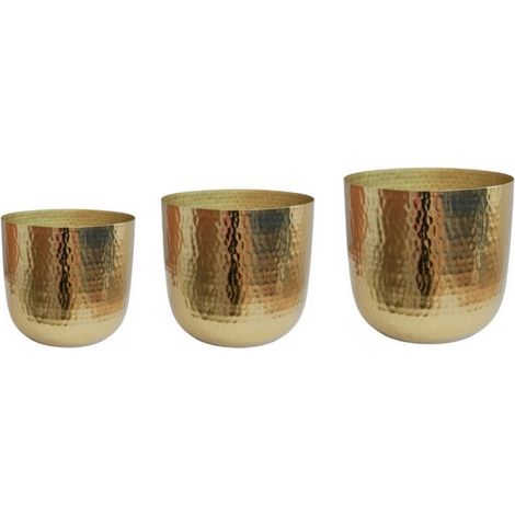 Felix Hammered Planter (Set of 3) - Metal - Gold