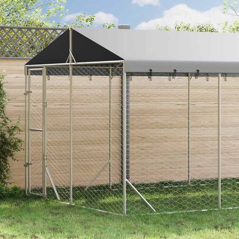 vidaXL Cuccia Cani da Esterno Tetto Argento 3x4,5x2,5m Acciaio Zincato