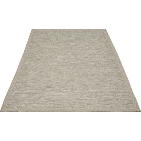 FLOORNOVO In- & Outdoor Teppich Grau Fischgrätmuster - 200 x 140 cm - Flachgewebe für Garten Balkon Terrasse und Innenbereich - Robust & Pflegeleicht - einsetzbar im Innen- und Außenbereich (1/2)