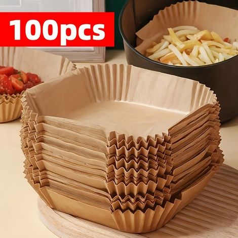 BelleRise - 100 doublures antiadhésives pour friteuse à air — Faciles à nettoyer et cuisson saine — Le choix idéal pour votre cuisine (1/5)