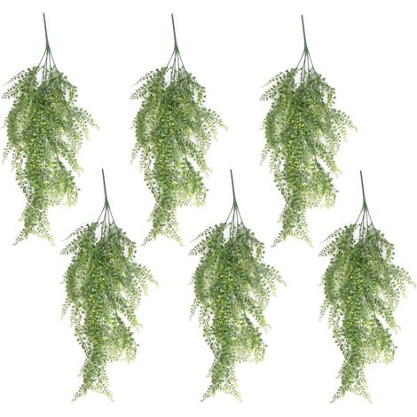 Pack of 6 x Hanging UV and Fire Resistant Artificial Trailing Button Fern Plant 82cm (1/4)