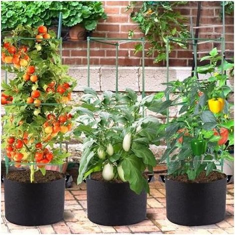 Lot de 3 cages à tomates carrées avec sacs culture 15 litres, kit piquets support pour plantes jardin, treillis fleurs, légumes grimpantes verticales (160 cm) - 160 cm