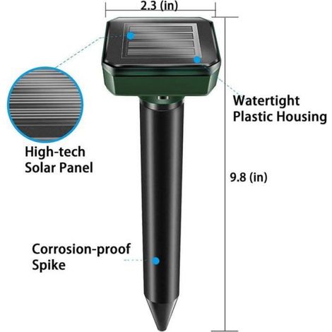 Répulsif Taupe À Ultrasons - Étanche IP65 - Charge Solaire - Pour Jardin Extérieur - 4 Pièces (1/4)