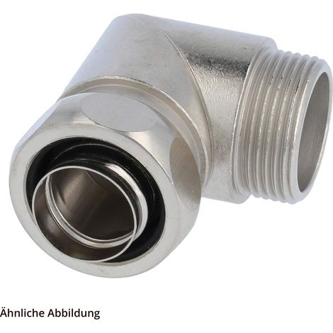 FLEXA USW-P Metallverschraubung 90 Grad Winkel Gewinde PG9x1,41 für Schlauch-Außendurchmesser 14,0mm für Schlauch-Innendurchmesser 12,0mm - 1 Stück (1/3)