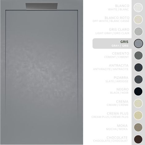 SOULBATH Receveur de Douche - Résine - Gel Coat - Texture Lisse/Pierre - GRIS - Antidérapant- 90x80 Extra plat 3cm- Conception Élégante (1/5)