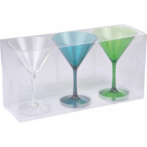 Lot de 3 Verres à Cocktail "Acrylique" 16cm Vert
