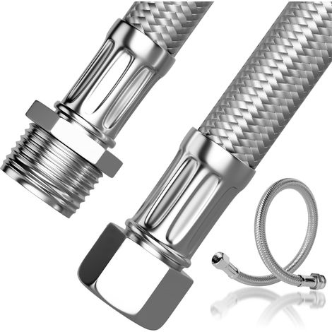 2 Pièces 20CM 304 Tuyau Flexible en Acier Inoxydable, Tuyau Blindé, Écrou de Raccord 3/8" x Filetage Extérieur 3/8", Rallonge pour Robinet d'angle et Chauffe-eau (1/5)