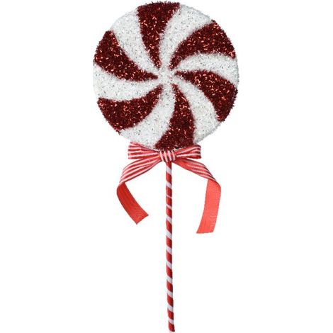 LECCALECCA NATALIZIO DECORATIVO BIANCO ROSSO 48CM CON GLITTER E BASTONCINO