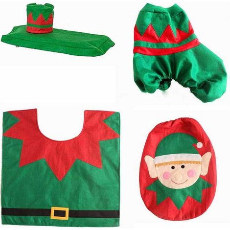 Neuartiger 3-teiliger Toilettensitzbezug mit Rentiermotiv für Weihnachten (1/5)