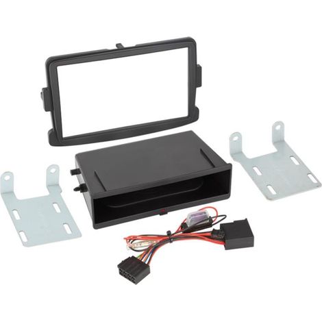 Facade autoradio 2DIN compatible avec Dacia Fiat Opel Renault ap12 Vide poche Induction Qi Noir