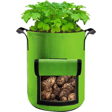 1 paquet de sacs de culture de pommes de terre de 5 gallons avec couvercles, sacs de culture épais pour pommes de terre, tomates et légumes (vert) (1/4)