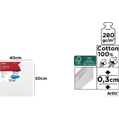Pannello per pittura 40x50x0,3 cm 280 g/m2