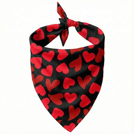 Ensemble de bandanas Saint-Valentin assortis pour chiens, foulard triangle réversible pour chiens petits, moyens et grands, taille ajustable cadeau cœur noir (1/5)