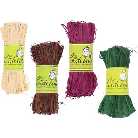 La cordeline Set di 4 rafie, 50 g, Colori Assortiti, Naturale, Verde Menta, Marrone, Viola (1/4)