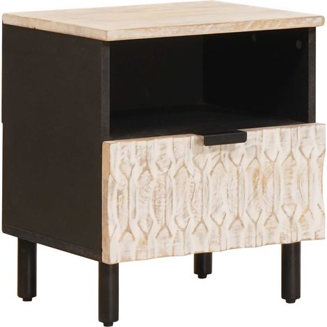 vidaXL Armadio da Notte Bianco 40 x 33 x 46 cm Legno di mango (1/5)