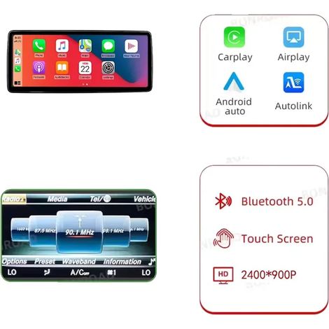 Autoradio con touchscreen, funzionamento a doppio sistema, compatibile con Mercedes Benz Classe A, Classe C W176, X156, C117, GLA, CLA W205, GLC X253, W447, Classe A 12.8 NTG4.5 (1/2)