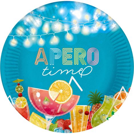 Set de 10 assiettes en carton 23 cm Apero times (1/2)