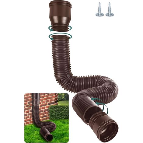Flexible Gutter Extension, Round Rain Pipe Extension Kit For Downpipe 80/100 mm, Flexible Gutter Pipe, 47-150 cm, Gutter Accessories (Brown, 1 Piece) (1/5)