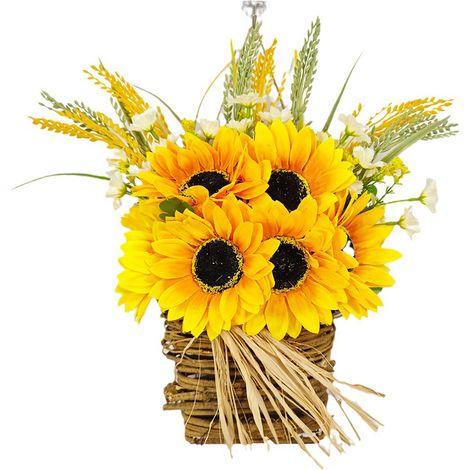 Couronne De Tournesol - 38 X 30 X 10 Cm - Décoration Porte Fenêtre Mur - Printemps Été Fêtes - 1 Pièce (1/5)