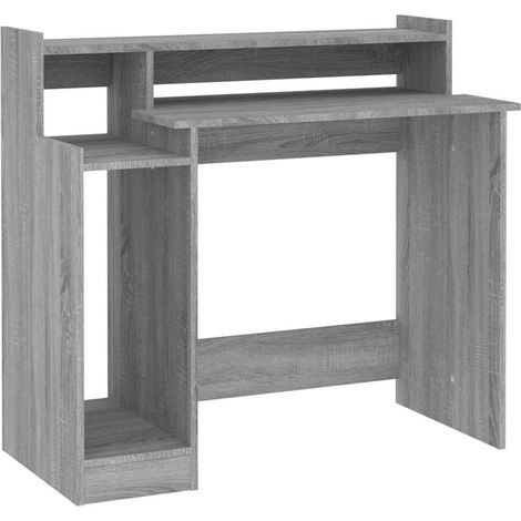 vidaXL Scrivania con Luci LED Grigio Sonoma 97x45x90 cm in