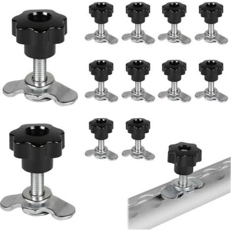 12x raccord à vis pour rail d'avion M8x45 raccord d'avion raccord d'avion noir star grip accessoires de raccord à vis d'avion embout pour rails d'arrimage 500daN raccord à vis d'avion (1/5)