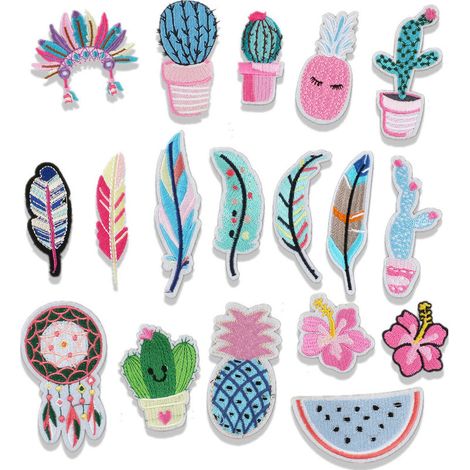 Lot von 18 Patch-Aufklebern von Vetement Thermocollant mit Tropical (1/5)