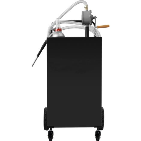 Caddy de carburant 35 gallons, réservoir sur 4 roues, avec pompe manuelle, pour essence et diesel, adapté aux voitures, tondeuses, quads, bateaux, noir. (1/5)