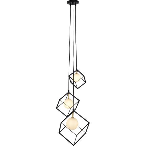 Suspension Design 3 Lumières en Métal et Verre Noir et Blanc G9 pour Salon et Bureau 147 cm - PANGIVO (1/5)