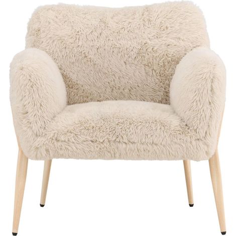 Zenzi fauteuil imitation fourrure beige. (1/5)