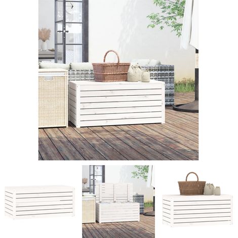 The Living Store -  Gartenbox Weiß 101x50,5x46,5 cm Massivholz Kiefer (1/5)