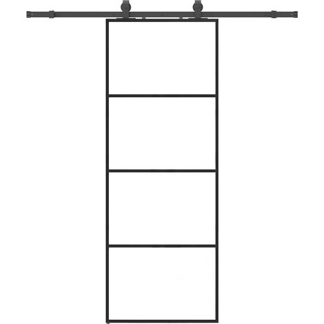 Maison Exclusive - Schiebetür mit Beschlag Schwarz 76x205 cm ESG-