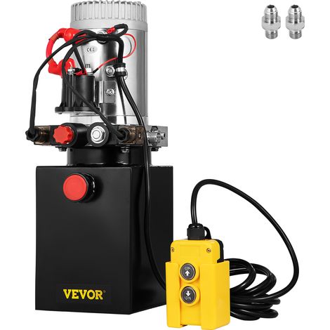 Vevor – Pompe hydraulique 12V 4L – Double effet avec réservoir métallique – Débit 0,825 GPM – Puissance 1,6-3,0 kW pour remorques