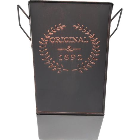Pot de Fleurs Vintage en Métal Noir pour Décoration Intérieure, Pot Carré Multifonctionnel, Support Rétro pour Plantes, Jardinière Compacte et Pratique pour Bureau et Maison (1/5)