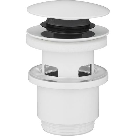 1 - Bonde De Lavabo - Système Clic-Clac - Avec Trop Plein - Certification NF Et Nettoyage Facile - Pour Salle De Bain - Blanc - 6,3x1,6cm