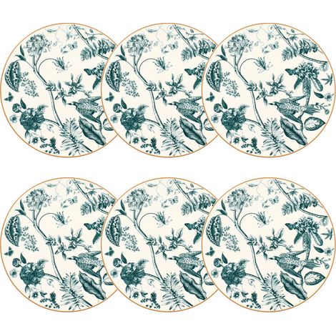 Lot de 6 assiettes plates en porcelaine 27cm, BOTANIC