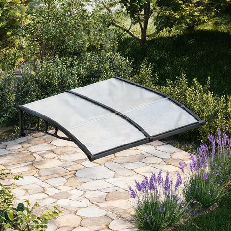 Auvent en aluminium et polycarbonate pour porte d'entrée 75 x (1/5)
