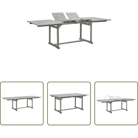 vidaXL Bois d'acacia - Table à dîner de jardin (160-240)x100x75cm Bois d'acacia massif (1/5)