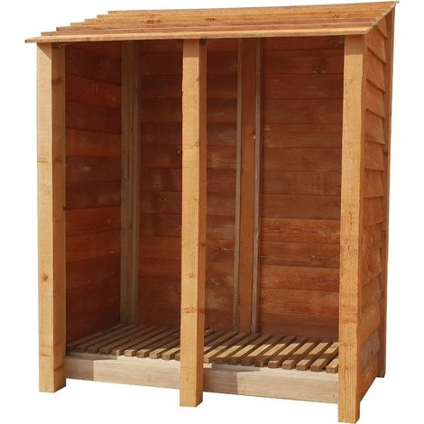 Wooden Log Store, W146xH180cm (Brown finish)